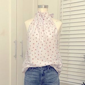 JCrew halter top with cherries and tie back.